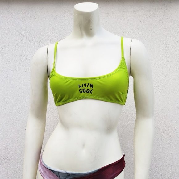 NWT LivinCool Wavy Lime Green Bikini Top